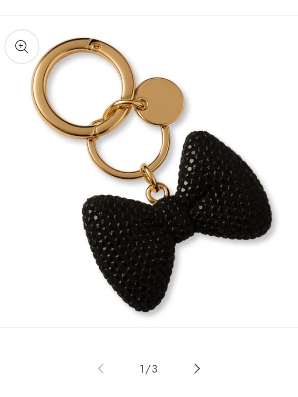 Gold Keyring with Black Crystal Bow Charm